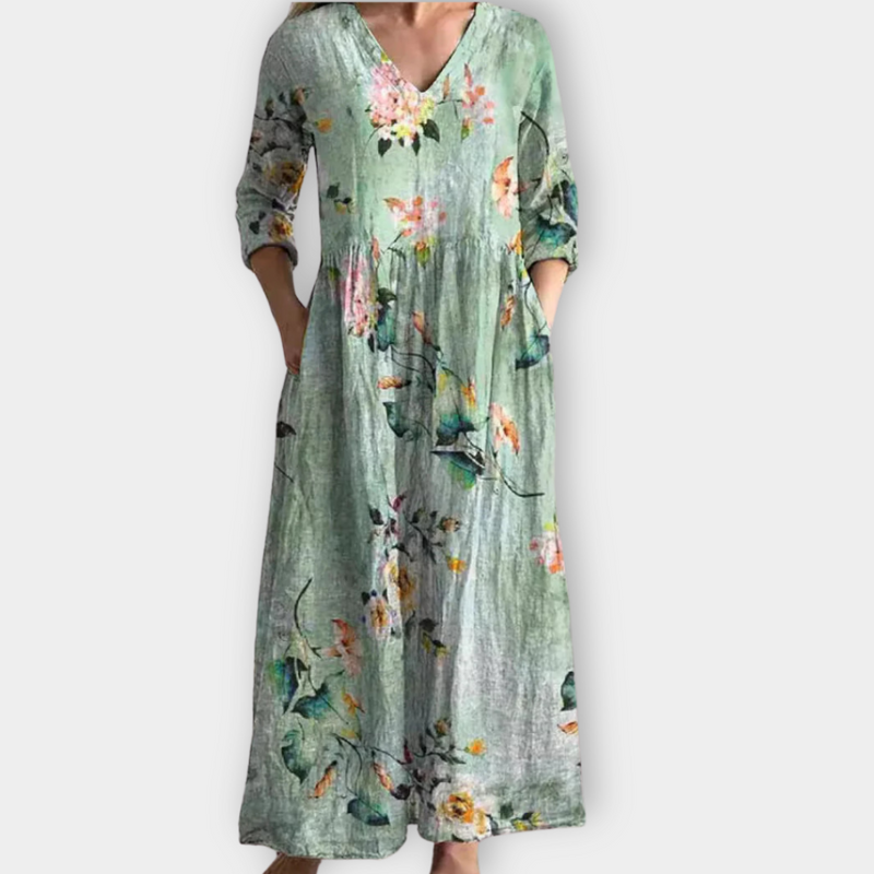 Boho Maxikleid mit weitem Schnitt und Print – Amira
