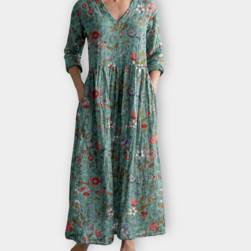 Boho Maxikleid mit weitem Schnitt und Print – Liora