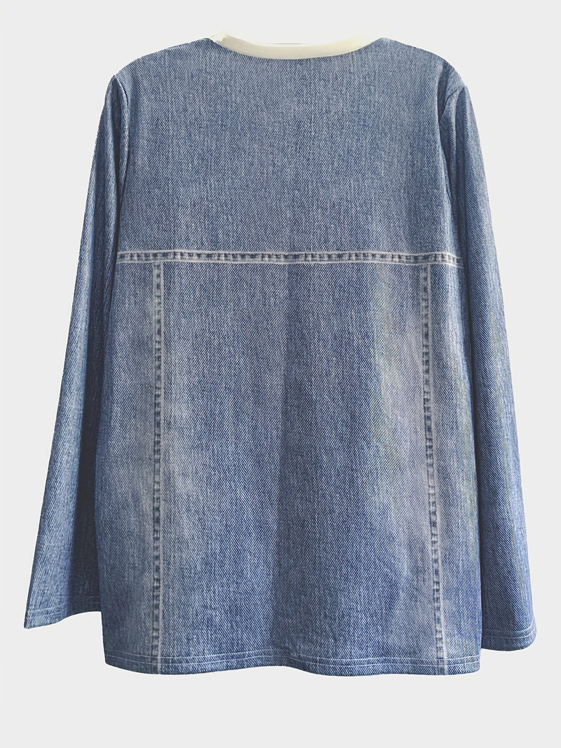 Katzenprint T-Shirt mit modernen Farbblock-Details – Celeste