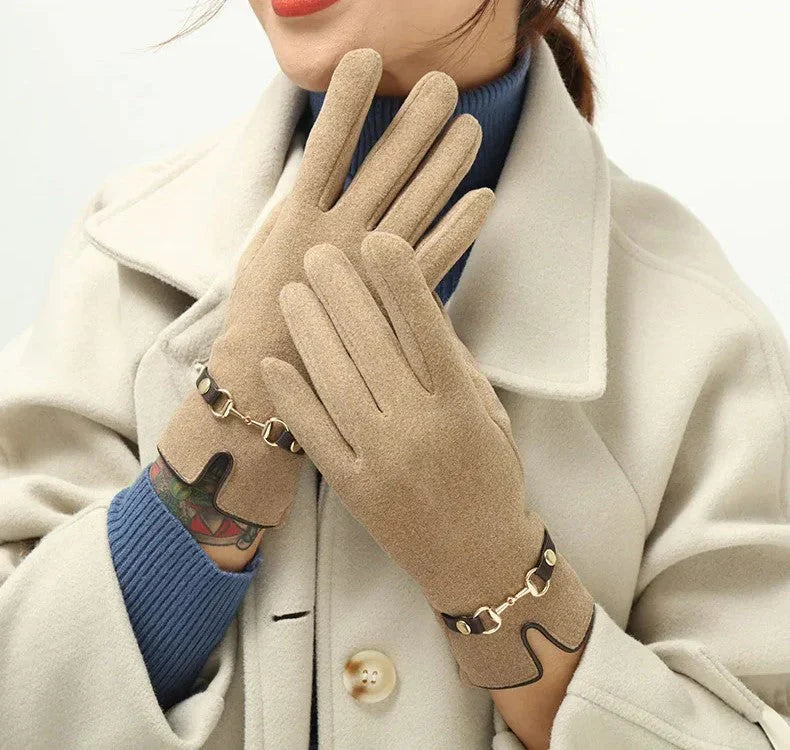 Warme Winterhandschuhe mit Vintage-Design für Damen – Amelia