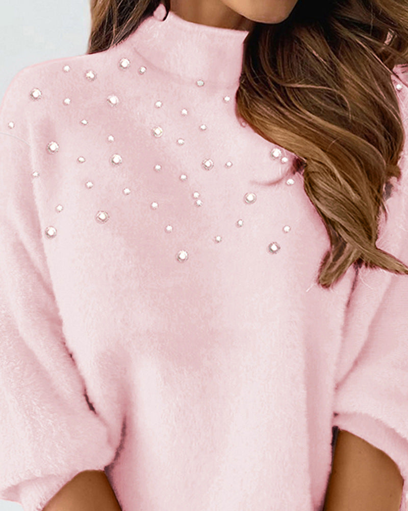 Eleganter Damen Rollkragenpullover mit Perlendetails – Selvara