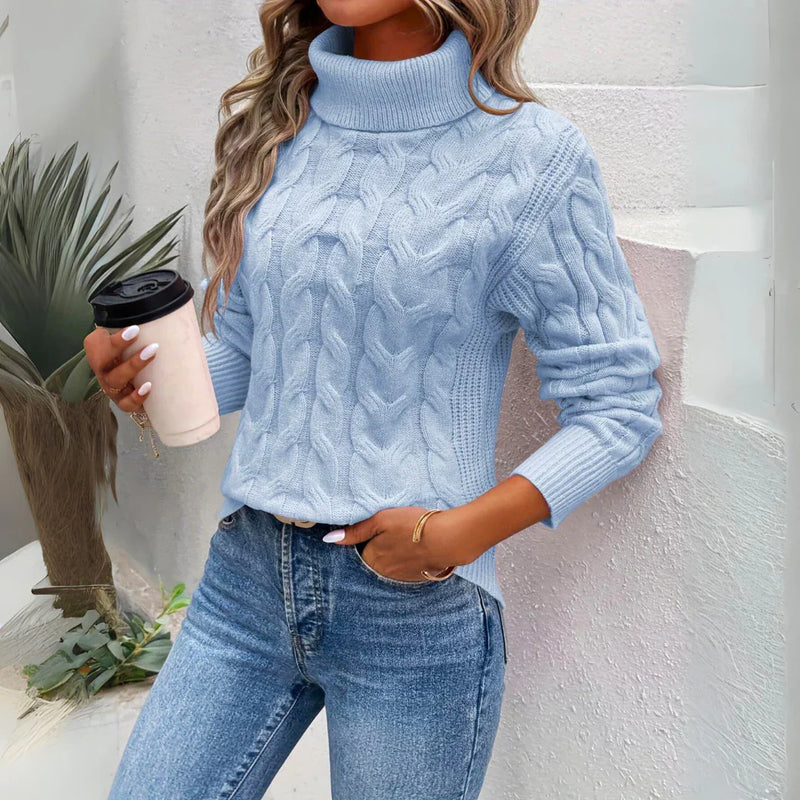 Zopfstrick Rollkragenpullover für Damen mit Winterkomfort – Minerva