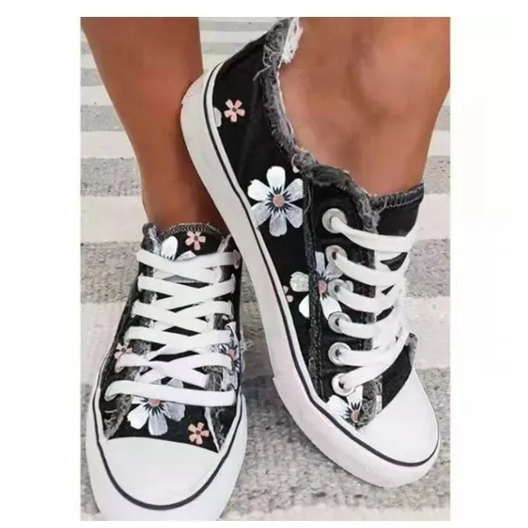 Canvas-Sneaker mit Retro-Blumenmuster für Damen – Louisa