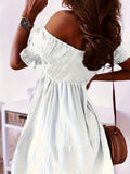 Schulterfreies Sommerkleid mit Trapezsaum – Julina