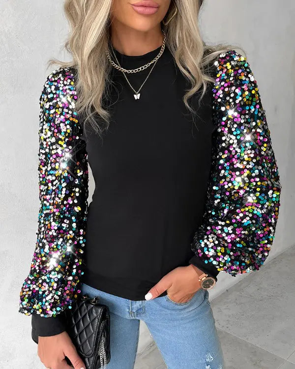 Modische Damenbluse mit Buntem Ballonärmel - Lorena