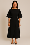 Romantisches Kleid mit Gürtel Damen knielang – Livia