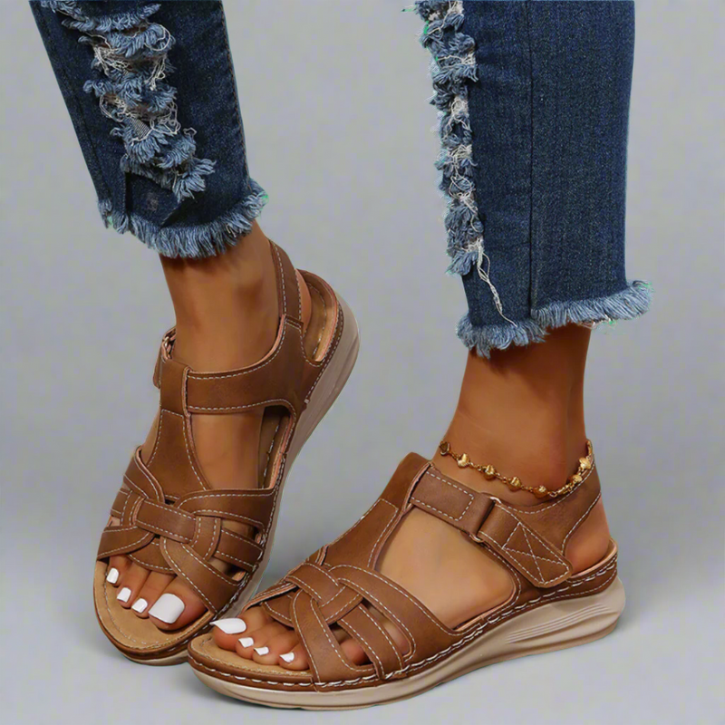 Bequeme Damen Komfort-Sandalen aus Vintage-Leder – Salvina