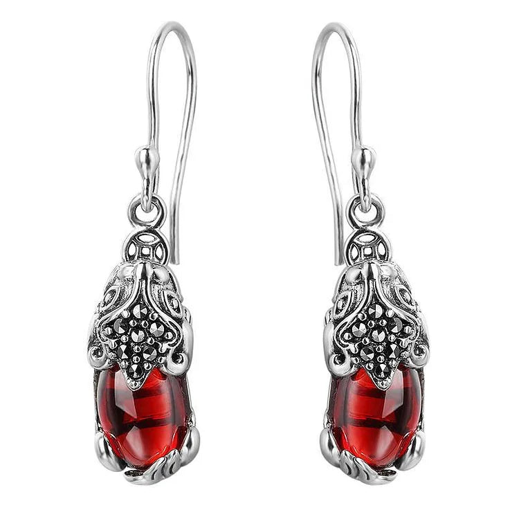 Silberne Ohrringe mit mythischem Tier & Kristallen – Elysia