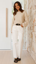 Beige Strickpullover für Damen - Isabella