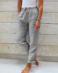 Weite Leinenhose Damen Sommer Komfort Elegant Freizeit – Thea