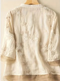 Damen-Bluse mit besticktem Blumenmuster und Knöpfen – Eliza