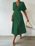 Verfeinerte Plissierte Midi-Kleid mit Rüschen - Abendkleid
