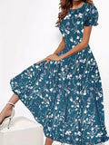 Blumenkleid mit Rundhalsausschnitt und kurzen Ärmeln – Charlene