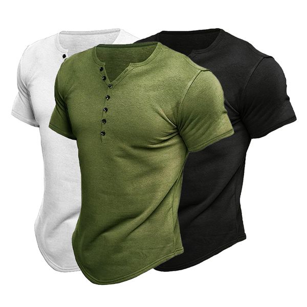 Herren Henley Shirt Kurzarm Baumwolle Polyester – Roland