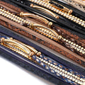 Lederarmband mit Schlangenledermuster und Kristallen – Emilia