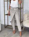 Patchwork-Hose aus Baumwolle mit Gürtel für Damen – Selina