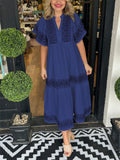 Besticktes Boho Midi Kleid mit A-Linie – Amira
