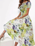 Blumenkleid mit Rundhalsausschnitt und kurzen Ärmeln – Charlene