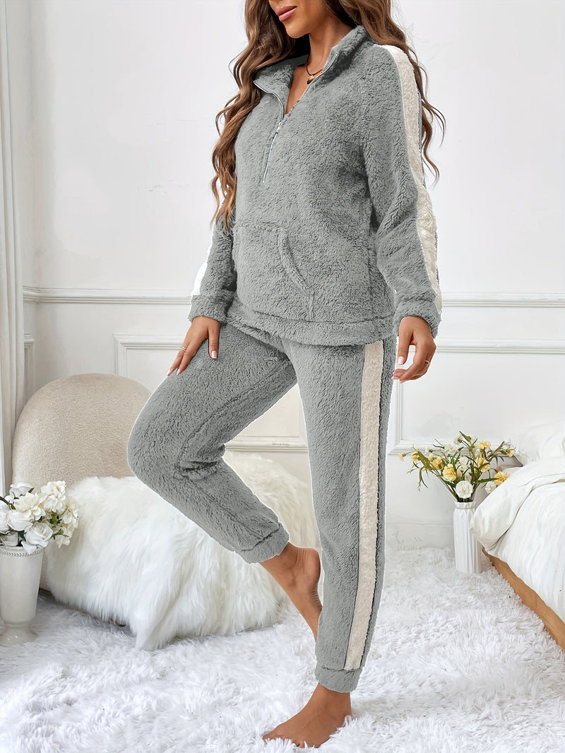 Plüsch-Pyjama Set Damen Warm und Bequem – Emilia