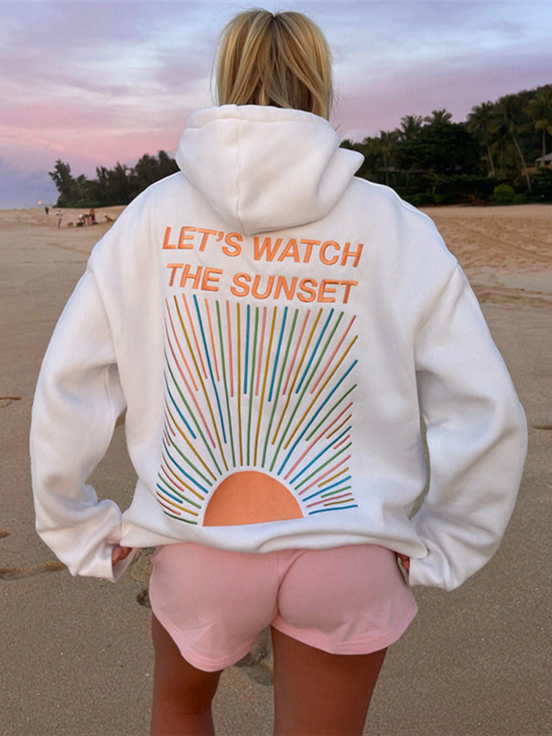 Leichter Damen Hoodie Baumwolle Sunset Design – Alina
