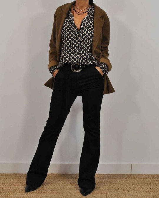 Bluse Damen V-Ausschnitt Geometrisch Elegant – Clara