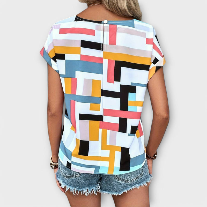 Kurze Damen Bluse Elegant Rundhals Stil – Alenya