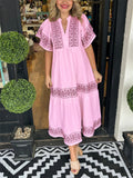 Besticktes Boho Midi Kleid mit A-Linie – Amira