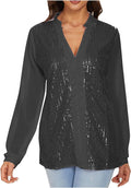 V-Ausschnitt Plus-Size Bluse mit Pailletten – Annelie