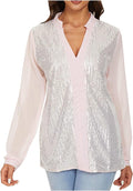 V-Ausschnitt Plus-Size Bluse mit Pailletten – Annelie