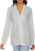 V-Ausschnitt Plus-Size Bluse mit Pailletten – Annelie