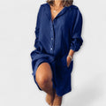 Leinenbluse mit Kragen und Brusttasche für Damen – Virella