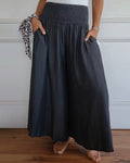 Damen Weite Hose Sommer Raffung Elegant Komfort – Malessa