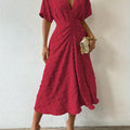 Verfeinerte Plissierte Midi-Kleid mit Rüschen - Abendkleid