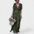 Griechisches Maxikleid mit Wickelstil und Schleife – Calista