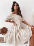 Schulterfreies Sommerkleid mit Trapezsaum – Julina