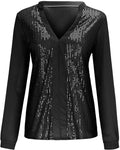 V-Ausschnitt Plus-Size Bluse mit Pailletten – Annelie