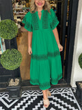 Besticktes Boho Midi Kleid mit A-Linie – Amira