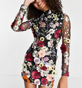 Elegantes Midi-Kleid mit Stickereien und hohem Kragen – Sofia