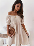 Schulterfreies Sommerkleid mit Trapezsaum – Julina