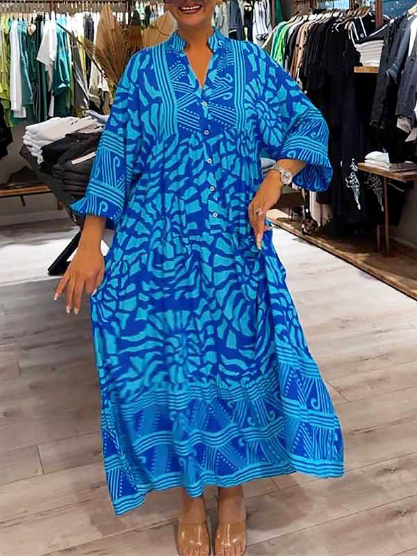 V-Ausschnitt Midi Kleid Damen entspannt elegant – Isabelle