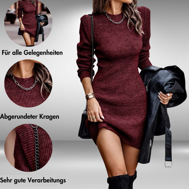 Damen Strickkleid elegant weich für Herbsttage – Lara