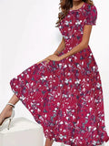Blumenkleid mit Rundhalsausschnitt und kurzen Ärmeln – Charlene