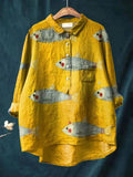 Künstlerisches Oversize Hemd mit Print – Artoza