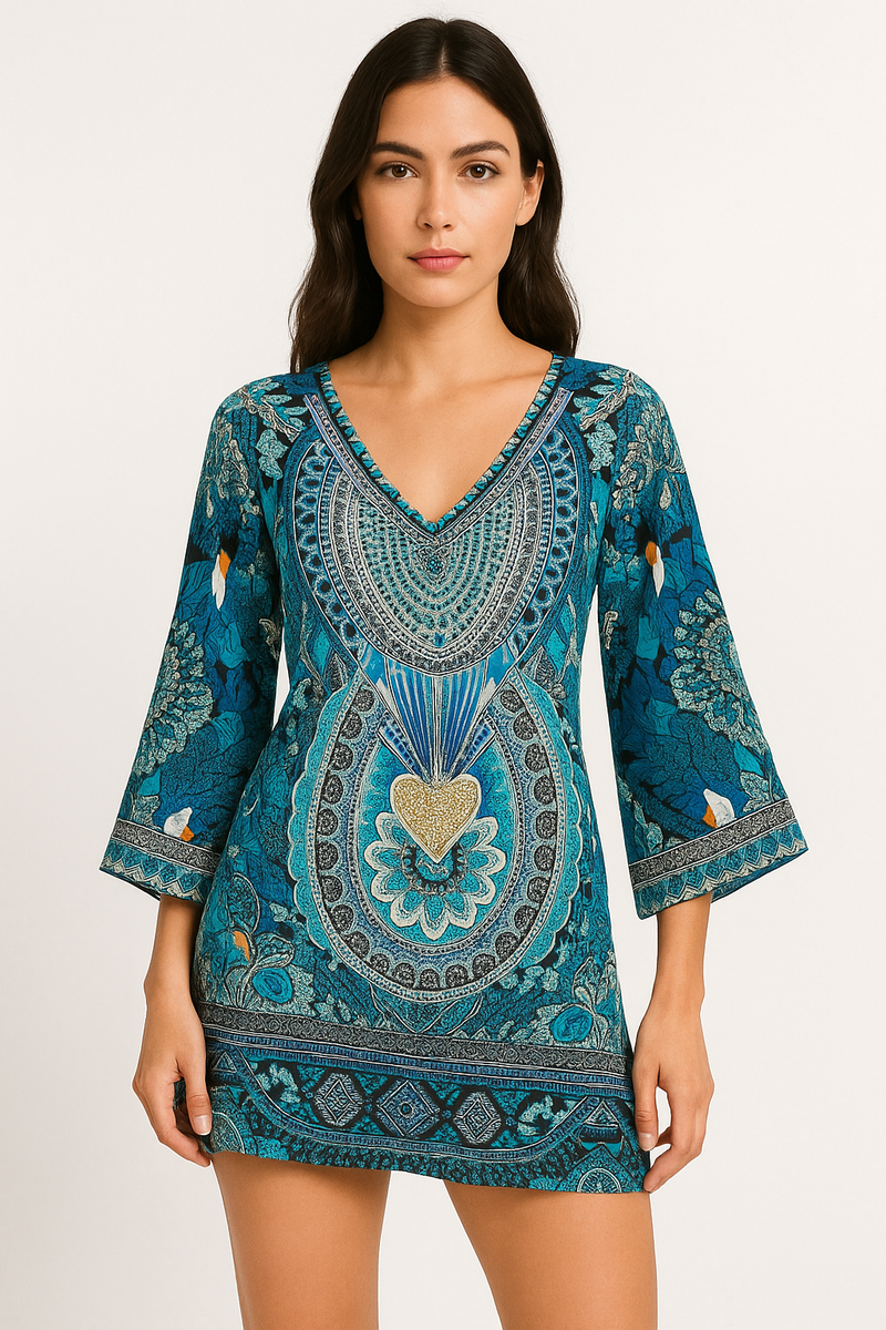Luftiges Sommerkleid mit buntem Muster für Damen – Elanora