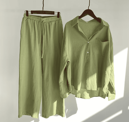 Leichtes Leinen-Set mit Bluse & Hose für Damen – Primavera Bella