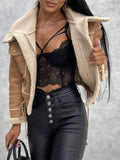 Warmer Damen Wintermantel im Leder-Look – Selina