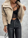 Warmer Damen Wintermantel im Leder-Look – Selina
