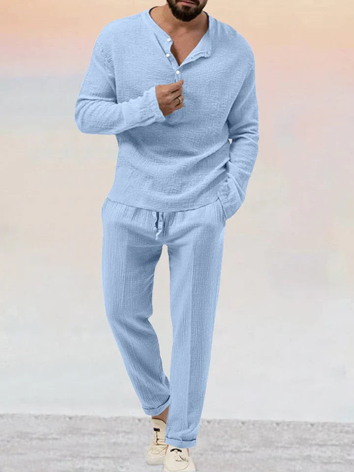 Lässiges Zweiteiler-Set mit Taschen und Knopfverschluss – Jochen