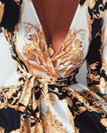 Luftiges Wickelkleid mit Schlitz & Boho-Print – Lisa