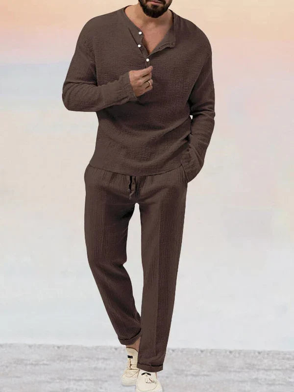 Lässiges Zweiteiler-Set mit Taschen und Knopfverschluss – Jochen